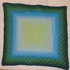 Dainty Diamond Green And Blue Ombre Afghan/Throw/Baby Blanket